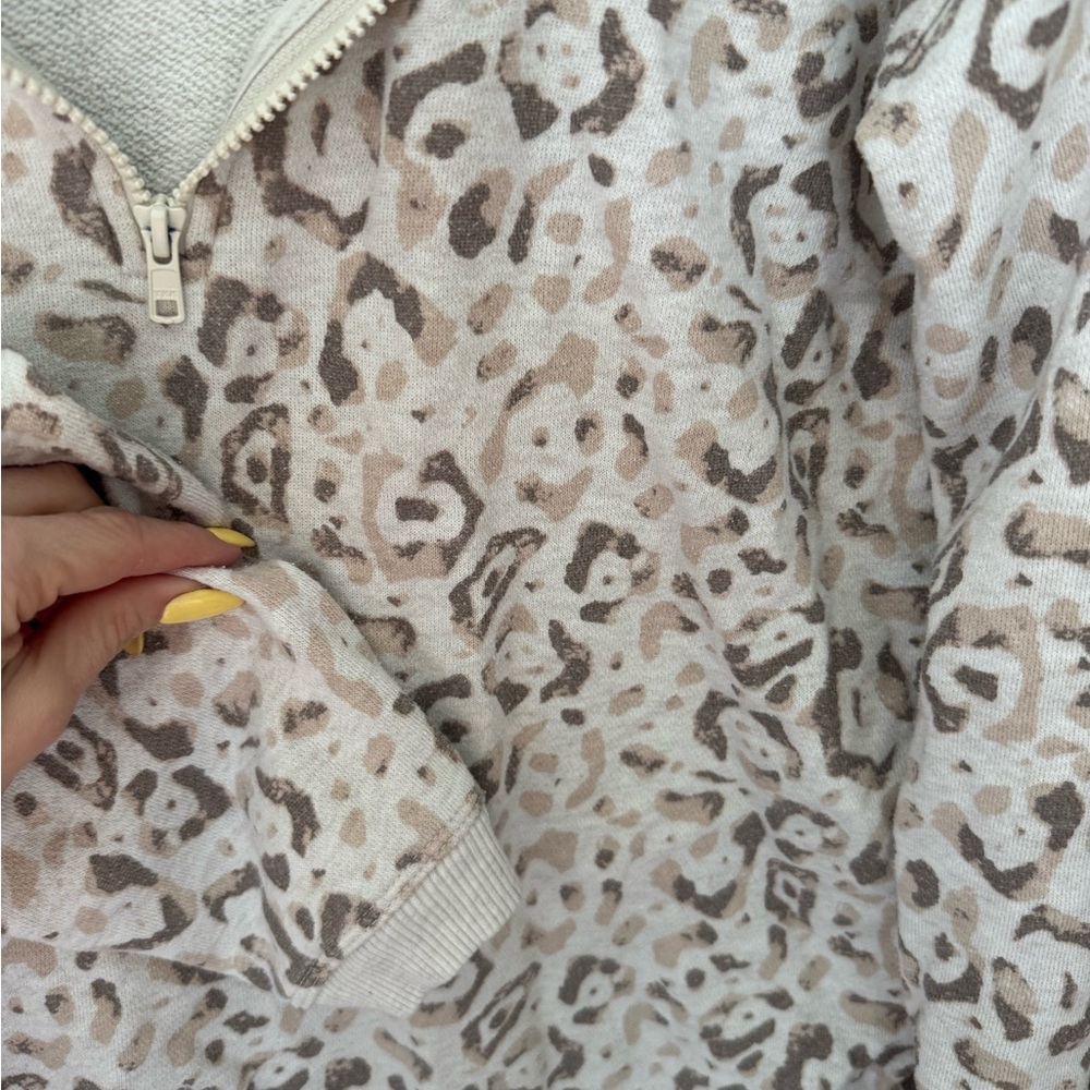Aerie Leopard Print Quarter-Zip Pullover - Picture 3 of 4